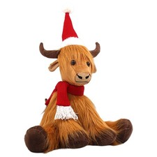 Christmas Decoration Highland Cow Sitting Dancing Figurine Jingle Rock LP54856