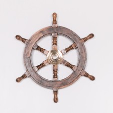 Nautical Antiqued Wooden Ship Wheel Vintage Maritime Ships Pirate Wall Decor