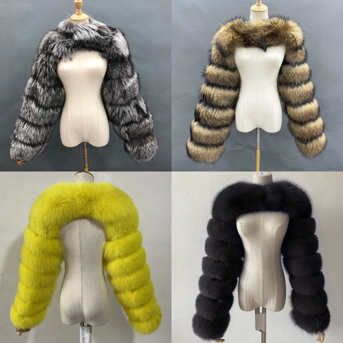 Women faux fur crop top - faux, shrug