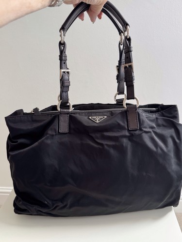 Prada nylon leather tote bag - leather,