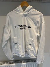 Stone Island Marina White Hoodie Size M 23.5” Pit To Pit