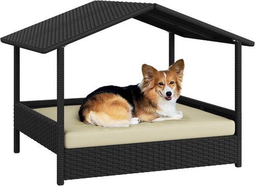 Wicker raised dog bed with - raised,