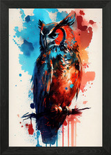 Owl Watercolor Framed Wall Art