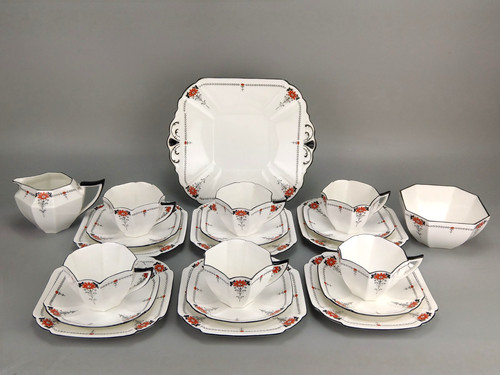 Shelley tea set - , red