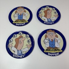 Set Of 4 Vintage Tetley Tea Coasters - Sydney & Gaffer
