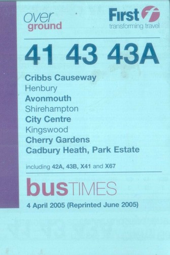 First bristol pocket - bristol, timetable