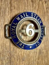 THE ROYAL MAIL STEAM PACKET Co #6 cap badge white metal enamel