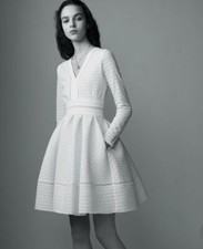 Maje Rossignol Dress 1 UK 8 White Patterned Mesh Fit and Flare *NEW*