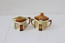 Staffordshire Paramount Pottery Thatch Cottage Ceramic Milk Jug & Sugar Bowl Set