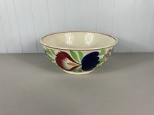 Large Antique Hand Painted Spongeware Bowl