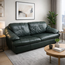 Leather Sofa 3-Seater Dark