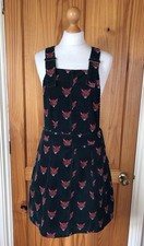 Run & Fly Dark Green Fox Print Dungaree Pinafore Dress - Size 12