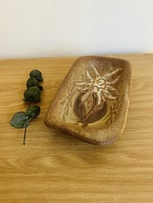 Mid Century Vallauris French Pottery Rectangular Dish Floral 20cm