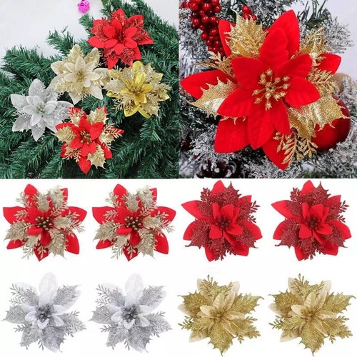 10x christmas large poinsettia - christmas,