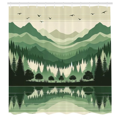 Shower curtain mountain - shower,