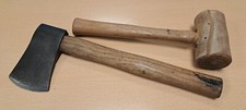 Vintage tools small hatchet axe and raw hide mallet hammer 