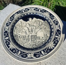 Vintage Stoneware, salt glaze, German Wall Plate, Large Westerwald style,