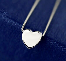 Heart Charm Pendant 925 Sterling Silver Plated Necklace Womens Jewellery Gift UK