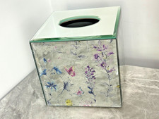 Beautiful Laura Ashley Flower Mirrored Square Tissue Box Holder Cover