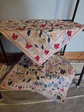 Vintage Indian Hand Made Embroidered Cushion Cotton Silky Thread Pillow tapestry