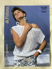 Patons Cotton Ribbon knitting pattern 8286. Lacy slipover top 30-40" Original.