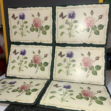 Laura Ashley 6 Place Mats - Garden Room - Rose Pansy Pre-Loved Boxed