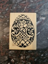 PSX F-1203 1999 Rose Easter Decoration Egg Rubber Stamp Wooden Handle