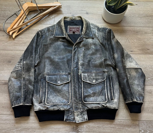 Vintage black leather flight - vintage,