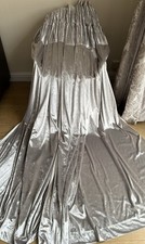 STUNNING RARE KYLIE MINOGUE SILVER GREY VELVET/ DIAMANTÉ CURTAINS 92 X 91 IN 