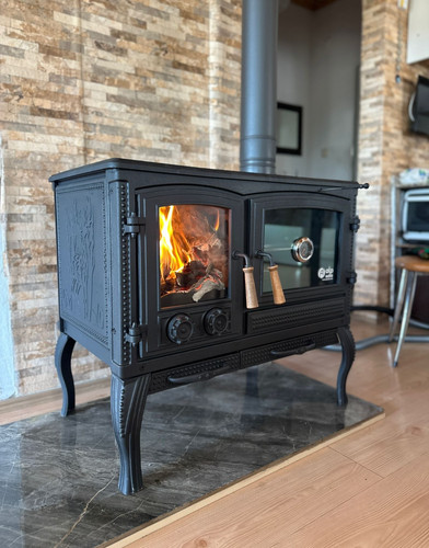 Cast iron wood burning stove