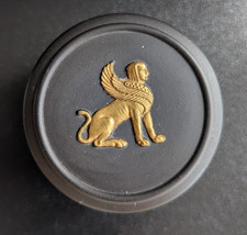 Rare Wedgwood Egyptian Black and Gold Sphinx Pill Pot
