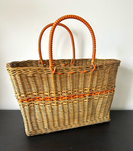 Rectangular wicker basket with - basket,
