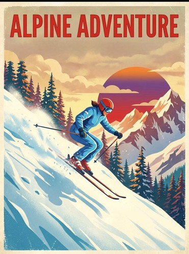 Vintage skiing poster the - poster,