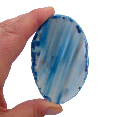 Striped blue and clear - clear, agate