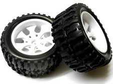 08010 1/10 Scale Off Road RC Nitro Monster Truck Wheel and Tyres x 2 White