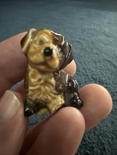 Vintage Wade Whimsie Collectible Glazed Porcelain Mongrel Dog Figurine