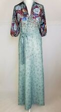 1980s Vintage Stretchy Polyester Long Maxi Floral Dress Size S VEB Fürstenberger