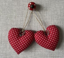 2 Heart Door Hangers in Red
