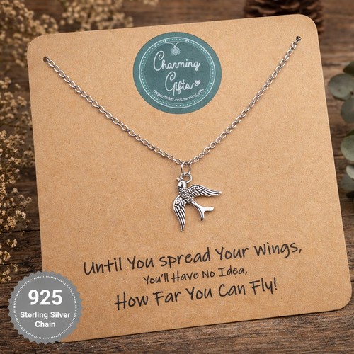 Swallow bird silver - swallow, necklace