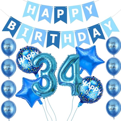 34th birthday decorations blue - 34th,