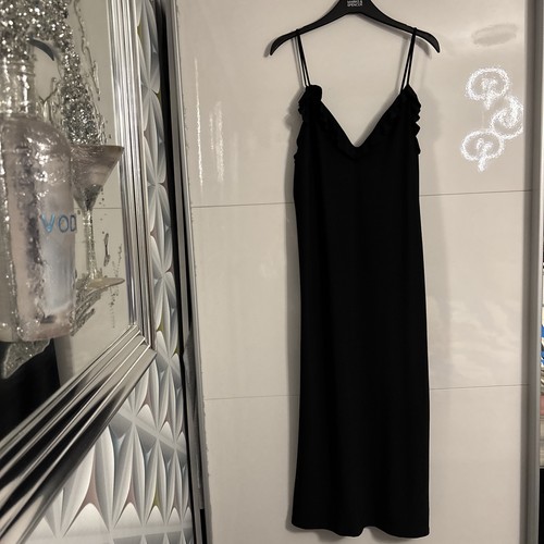 Zara black strappy ruffle - zara, midi