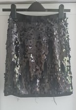 BNWT Topshop Petite Black Sequin Feather Short Skirt Size 4, RRP £95