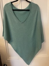 New Cadenza Poncho Scarf One Size Teal Cashmere Wool Mix Made In Italy Perfect