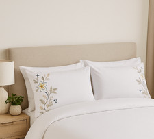 John Lewis Super King Embroidered Duvet Cover Set 260cm x 220cm - 100% Cotton A+