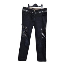 Versace Black Pvc Detail Crop Jeans 30" Waist Measured See Description