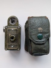 Coronet Midget Miniature 16mm Camera With Case Vintage Bakelite Dark Green Olive