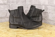 BLACK LEATHER PULL ON ANKLE
