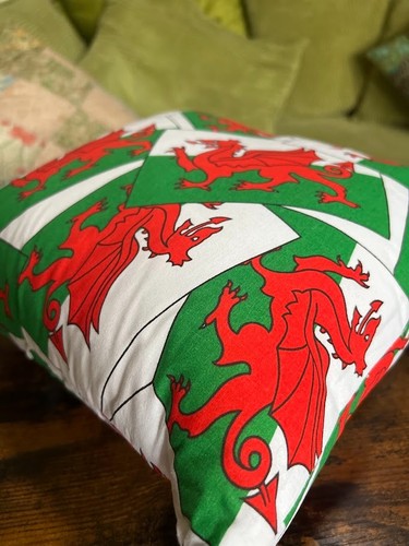 Welsh flag cushion - welsh, in