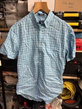 Gant Short Sleeve Shirt Men’s Large Check Button Down  two tone Blue 