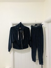 NEXT Downtime Blue Velour Zipper Hoodie & Jogger Set Lounge XS S Uk 8 10